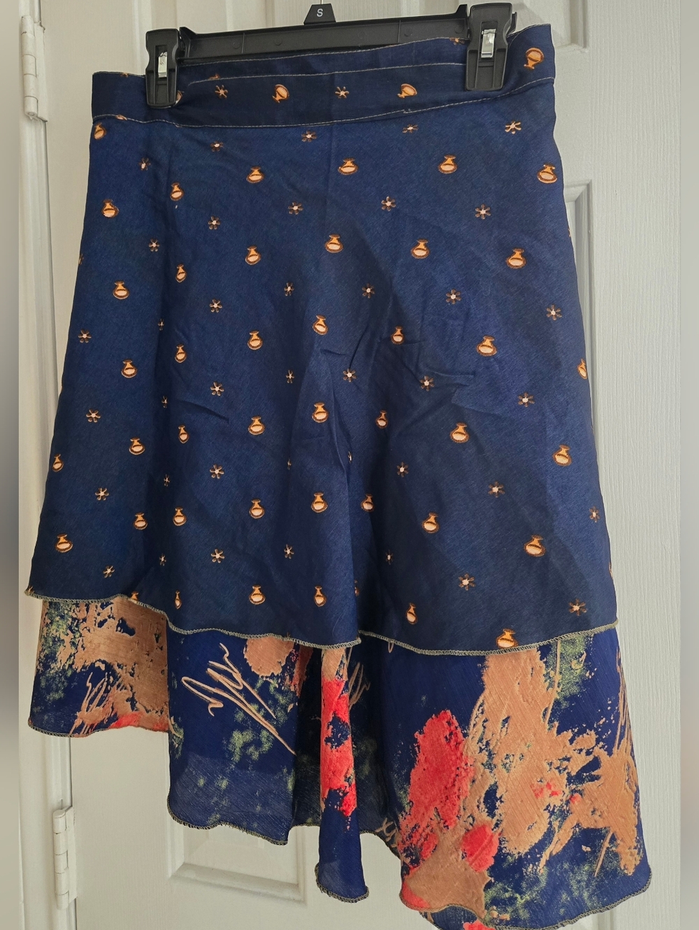 Earthbound Navy & Mustard Print Tie-Waist Wrap Circle Skirt - Picture 2 of 9